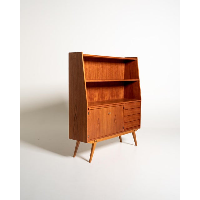 Teak Bookcase with Pull-Out Desk, Sweden, 1950s For Sale - Image 3 of 14