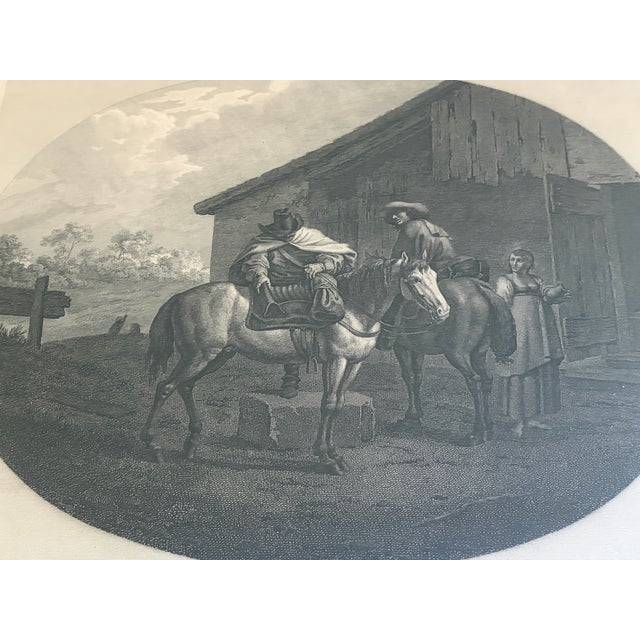 Gold Early 20th C. French “Le Départ De L’Hôtellerie” Equestrian Print in Giltwood Frame For Sale - Image 8 of 13