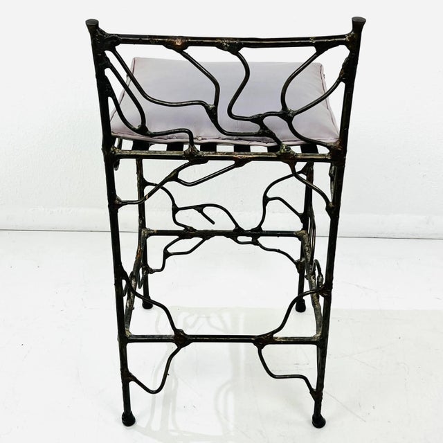 Gray 1980s Wrought Iron Vanity Stool For Sale - Image 8 of 15