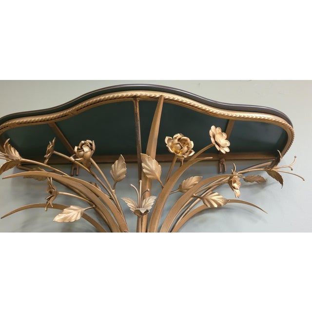 Fine 1950s Gilt Metal Shel With Elgomise Mirror Top For Sale - Image 9 of 10