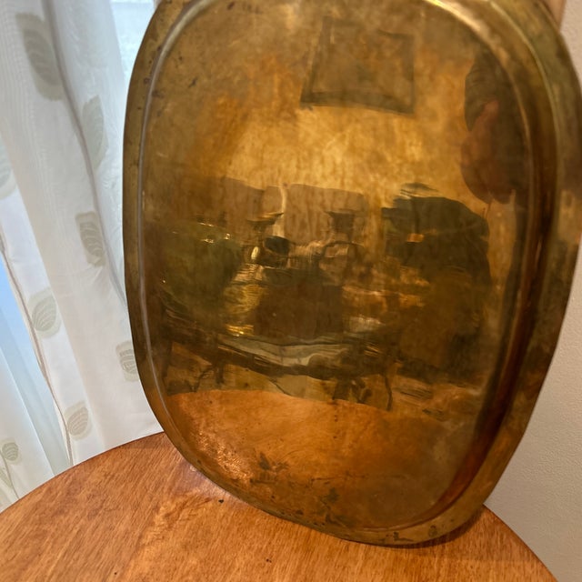 Vintage Brass Table Top Tray With Wall Scalloped Border Chairish