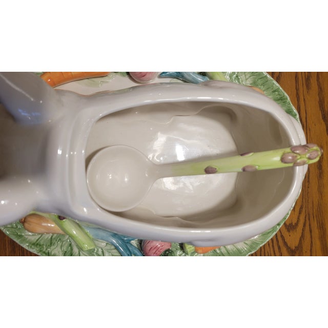 Fitz and Floyd Ceramic Pig Tureen With Tray For Sale - Image 9 of 12