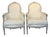 Antique French Louis XVI Carved and Painted Bergère Armchairs -a Pair For Sale