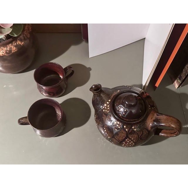 Handmade Ceramic Teapot and Cups from Helma Klett Workshop, Germany, 1980s, Set of 3 For Sale - Image 13 of 15