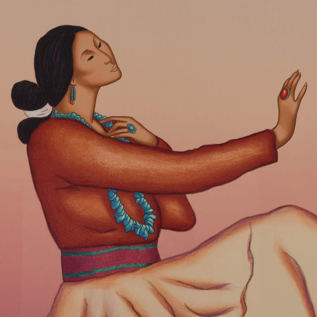 Native American 1950s Framed Signed R C Gorman Limited-Edition Lithograph "Harmony in Bloom" For Sale - Image 3 of 6