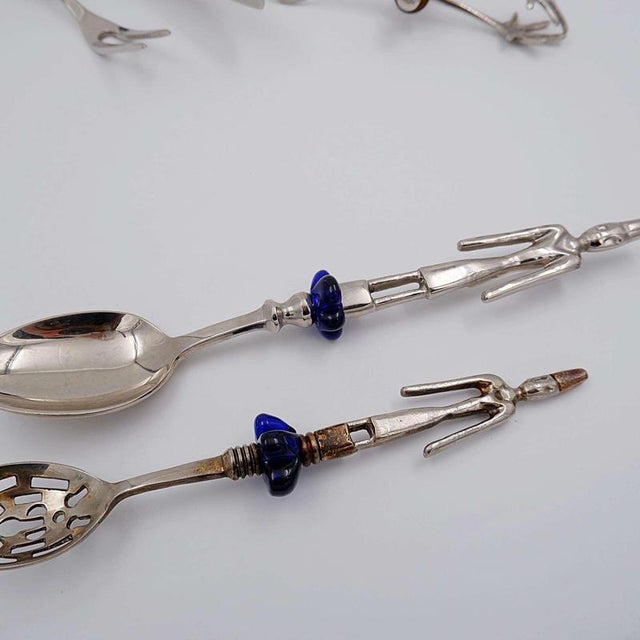 Glass Flowers Cutlery, Set of 9 For Sale - Image 6 of 12