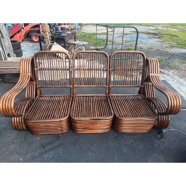 1950s 1950s MCM Rare Five Strand Rattan Furniture For Sale - Image 5 of 10