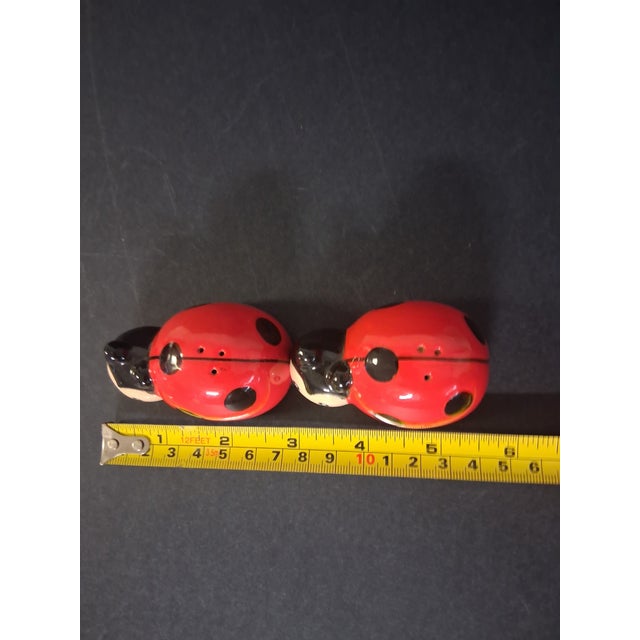 Ceramic Mid Century Modern Kitschy Ceramic Ladybug Salt & Pepper Shakers- A Pair For Sale - Image 7 of 9