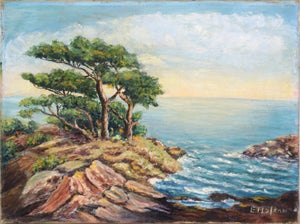 Monterey Cypress - Carmel by the Sea California Seascape in Oil on Canvas by E Holton