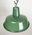 Metal Small Industrial Green Enamel Pendant Lamp, 1960s For Sale - Image 7 of 16