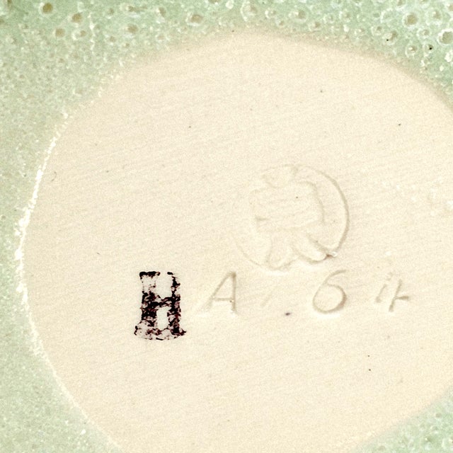 Mid-Century Japanese Studio Pottery Brutalist Ikebana Planter in Celadon Stoneware For Sale - Image 16 of 16