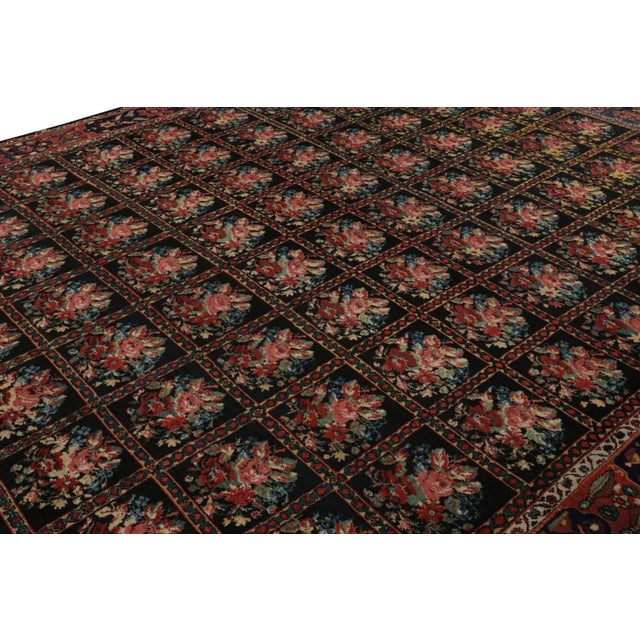 Rug & Kilim Antique Persian Bakhtiari Rug With Black Red and Blue Florals For Sale - Image 4 of 7