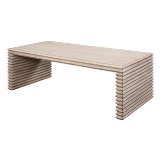 Rustic Stacked-Plank Waterfall Coffee Table in Stone Grey For Sale