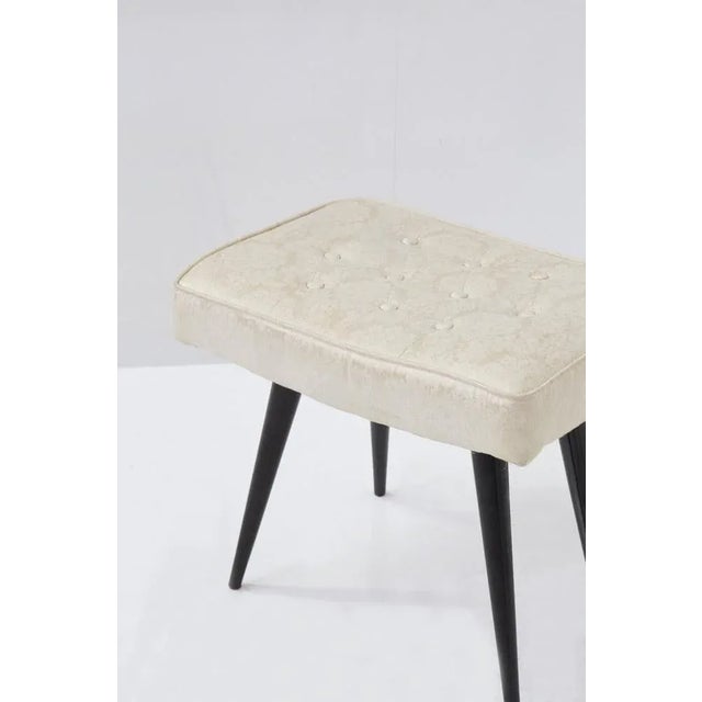 Wood Set of Mid-Century Italian Wood and Brocade Stools, 1950s For Sale - Image 7 of 9