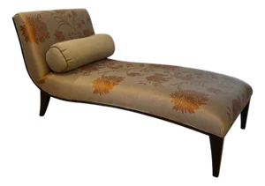 Transitional Silk Damask Chaise or Reamier