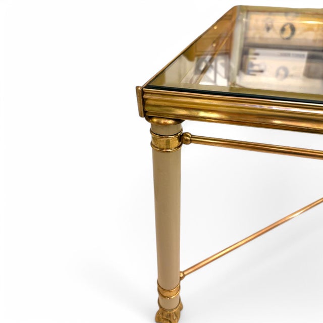 Hollywood Regency Coffee Table in Glass and Gilded Brass For Sale - Image 3 of 7