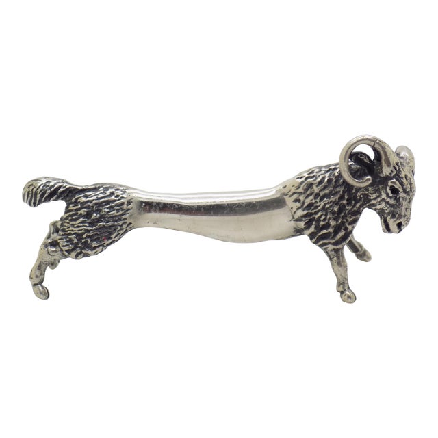 Vintage Italian Handmade Genuine Sterling Silver 925 Ram / Aries Shaped Spoon Rest For Sale