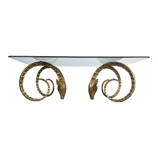 1970s Brass Ibex Rams Head Dining Table in the Style of Alain Chervet For Sale
