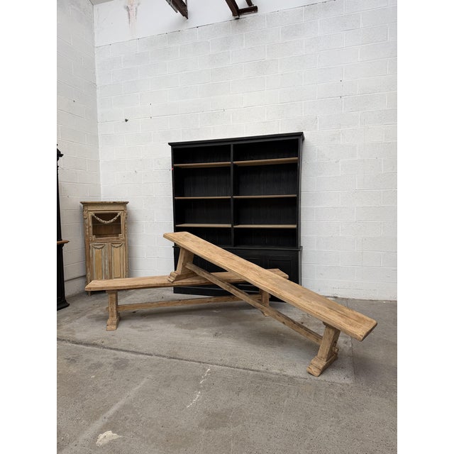 This magnificent pair of benches made of unfinished oak has been completely restored. Their wide seats and sturdy legs...