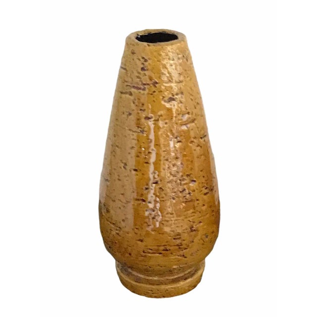 1940s Gunnar Nylund for Röstrand Organic Modern Mustard Yellow Chamotte Vase For Sale - Image 13 of 13