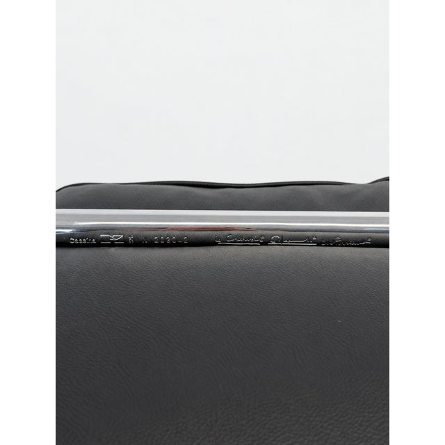 Metal LC2 Sofa Black Leather Seats by Le Corbusier for Cassina, 2010s For Sale - Image 7 of 12