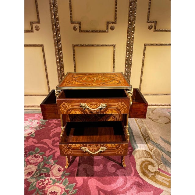 Brown 20th Century Napoleon III Side Table in Marquetry For Sale - Image 8 of 17