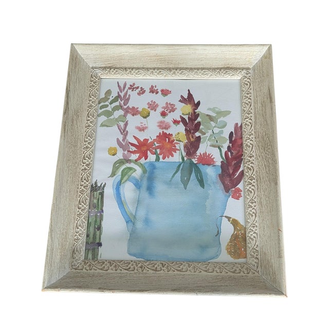 Late 20th Century Original Still Life Botanical Watercolor Painting Framed For Sale - Image 5 of 15