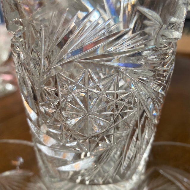 Transparent Antique Hand Cut Crystal Double Old Fashioned Glasses - Set of 4 For Sale - Image 8 of 9