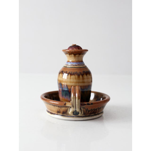 Vintage Handmade Studio Pottery Oil Lamp For Sale - Image 10 of 13