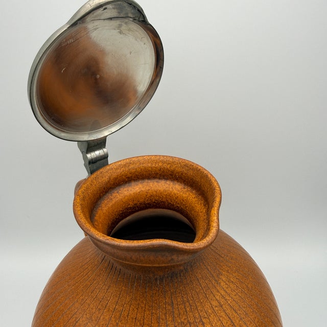 Ceramic Large Handled Jug with Pewter Lid from Wilhelm Kagel, 1950s For Sale - Image 7 of 10