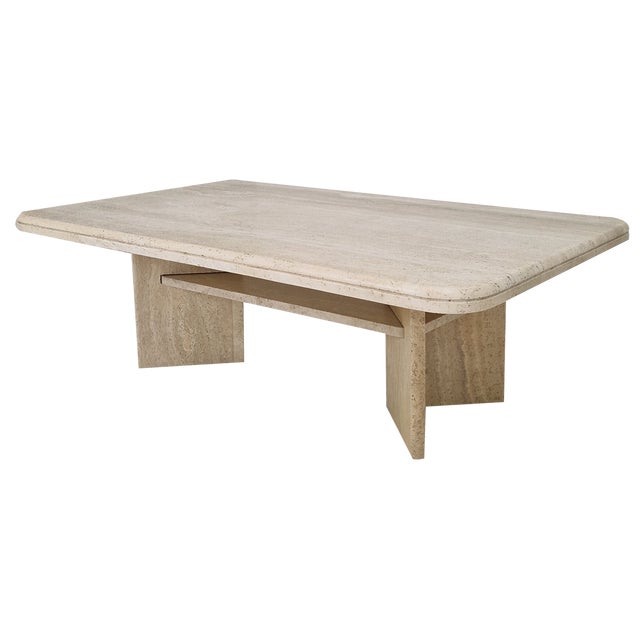 Rectangular Travertine Coffee or Side Table, Italy, 1980s For Sale