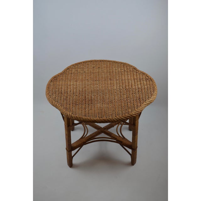 Mid-Century Free-Form Wicker and Rattan Side Table, 1960s For Sale - Image 8 of 17