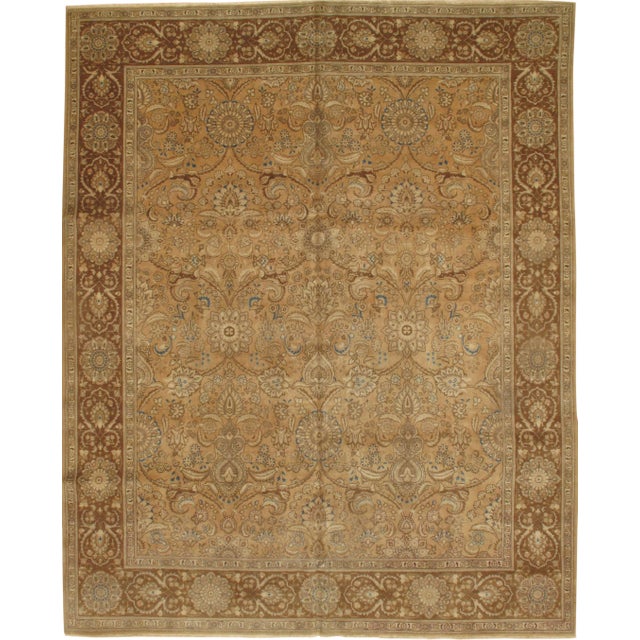 Pasargad N Y Antique Persian Tabriz Lamb's Wool Rug - 10'5" X 13'0" For Sale