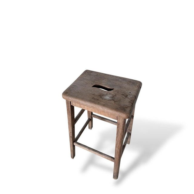 Rustic Oak and Pine Bar Stool For Sale - Image 5 of 8