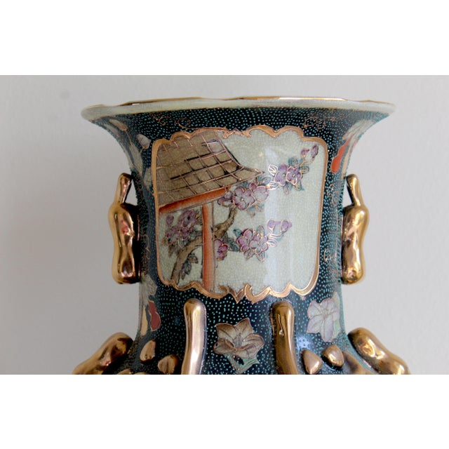 Vintage Royal Satsuma-Style Porcelain Vase – Hand-Painted Geishas & Gilded Handles For Sale - Image 15 of 18
