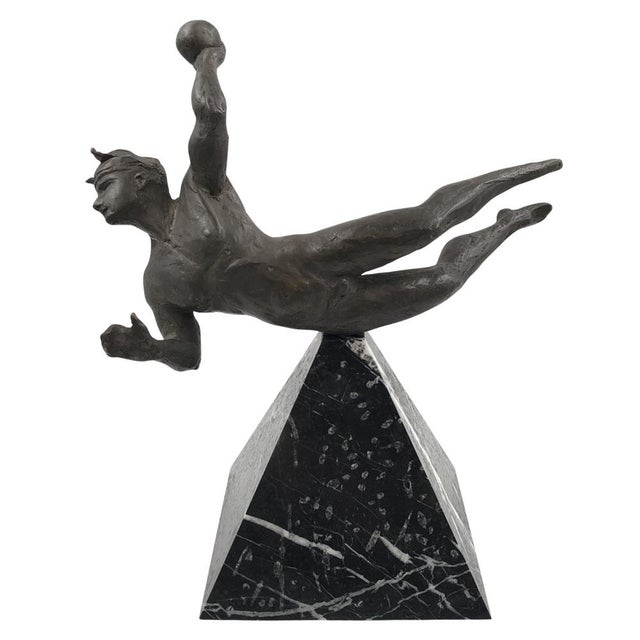 Bronze & Marble Man and Sport Sculpture by Angelo Maineri, 1999 For Sale - Image 17 of 17