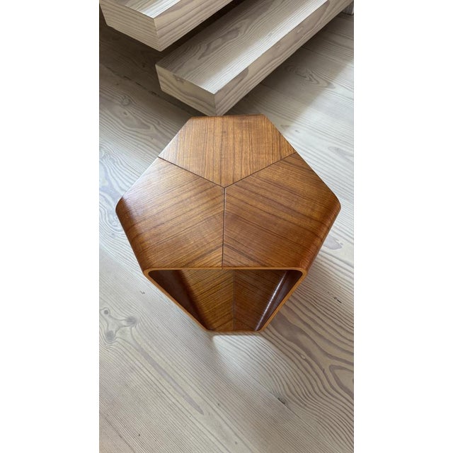 Brown Japanese Stool in Plywood and Wood Veneer by Reiki Tanabe for Tendo Mokpo, 1960s For Sale - Image 8 of 10
