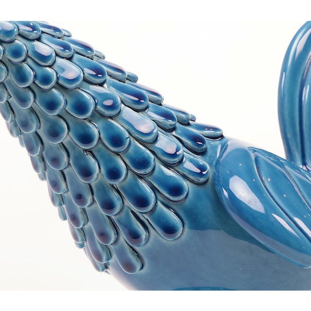 Vintage Italian Blue Ceramic Rooster, 1960s For Sale - Image 11 of 14