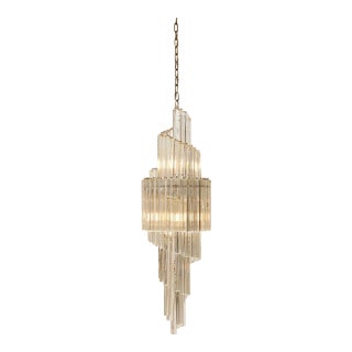 Mid 20th Century Spiral Art Deco Style Chandelier For Sale