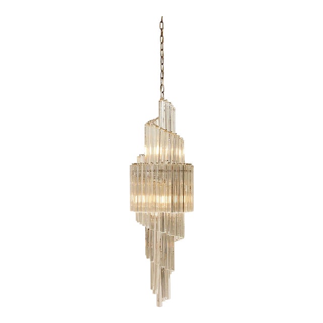 Mid 20th Century Spiral Art Deco Style Chandelier For Sale