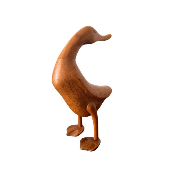 Mid 20th Century Duck Hand-Carved Natural Wooden Duck Sculpture – Organic Modern Folk Art Figurine, Sustainable Bamboo Root Decor For Sale - Image 12 of 17
