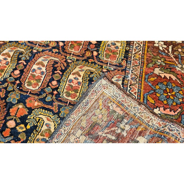 Antique Persian Kurdish Rug, Hand-Knotted Wool, All-Over Paisley Pattern, Navy & Brick-Red, 4x7 For Sale - Image 13 of 14