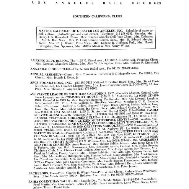 Los Angeles Blue Book 1987: Society Register of Southern California For Sale - Image 4 of 4