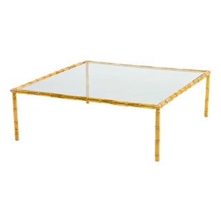 1960s Large Modernist Brass Coffee Table For Sale