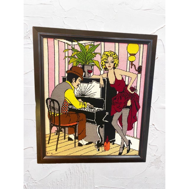 Vintage Art Deco Style Needlepoint For Sale - Image 9 of 9