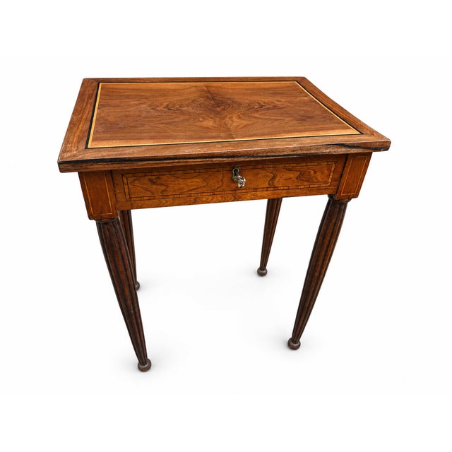 19th Century French Louis XVI Marquetry Side Table with Hidden Mirror, Late For Sale - Image 3 of 11
