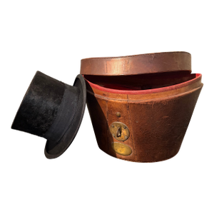 Antique Victorian Beaver and Silk Top Hat in Original Leather Case