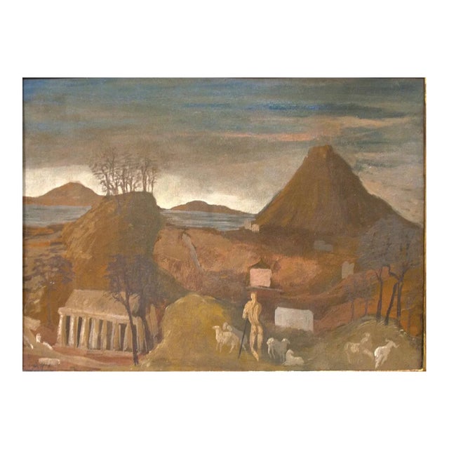 Landscape - Original Oil on Cardboard by Corrado Cagli - 1932 ca. 1932 ca. For Sale