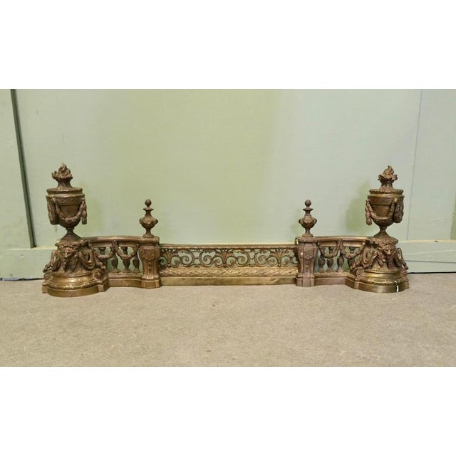 Rococo French Rococo Brass Extending Fender with Decorative Chenets For Sale - Image 3 of 7