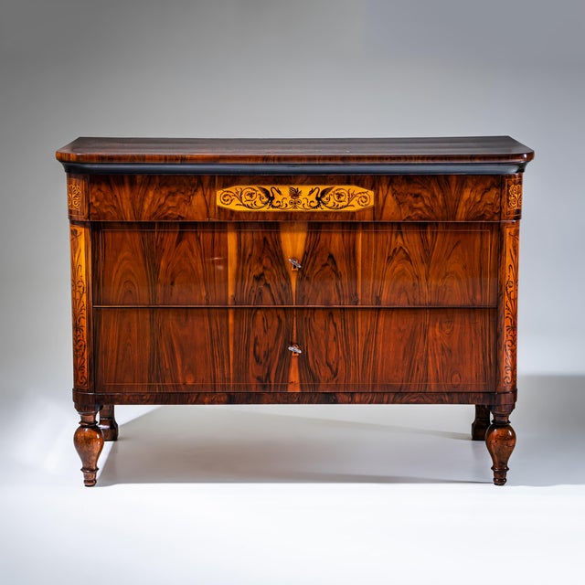 Biedermeier Marquetry Chest of Drawers, Italy, 19th Century For Sale - Image 3 of 14
